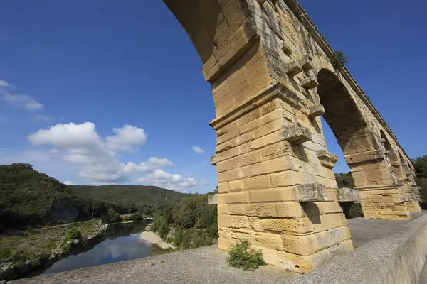 Detalles Del Antiguo Puente Romano Del Acueducto Gard Puente Del — Foto de Stock