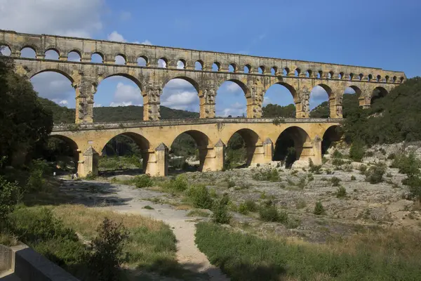 Antiguo Puente Romano Del Acueducto Viaducto Gard Más Alto Todos — Foto de Stock