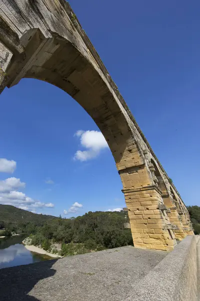 Detaily Starověkého Římského Pont Gard Akvaduktu Viaduktu Most Nejvyšší Všech — Stock fotografie
