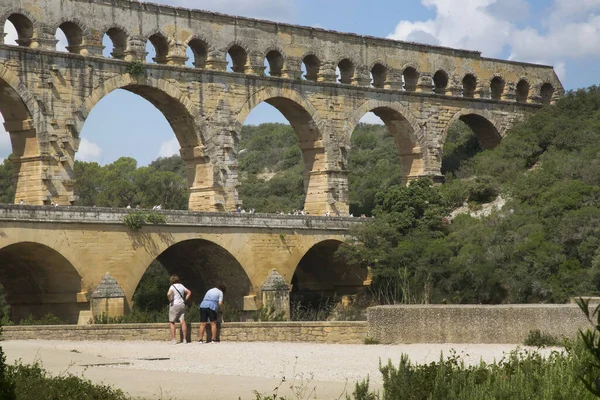 Antiguo Puente Romano Del Acueducto Viaducto Gard Más Alto Todos —  Fotos de Stock