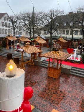 Germany, Lingen - December 10, 2023: Decorated Christmas market in the old center of Lingen, Germany. clipart