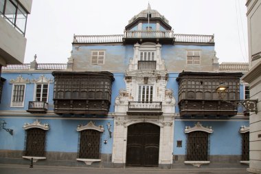 Lima, Peru - December 25, 2023: Casa de Osambela in the historic city center, which now houses a cultural center. clipart