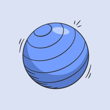 Jimnastik malzemeleri elle çizilmiş. Fitness topu vektör ikonu karalama. Egzersiz fitball aygıtı ana hatları biçim tasarımı.