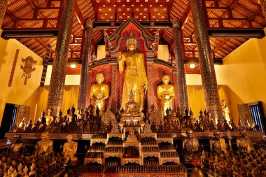 Interior of Wat Phra Singh is one of the important buddhist temples of Chiang Mai, Thailand and is built in Lanna style architecture.