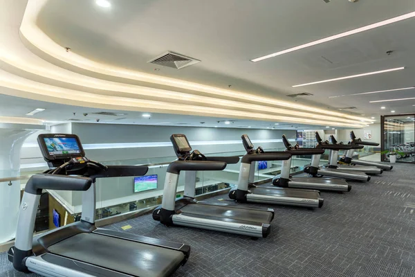 stock image Hanoi, Vietnam - January 28, 2018: Fitness center health club gym and exercise equipment in a luxury condominium elite fitness 8 located in Hanoi, Vietnam.