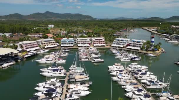 Phuket Thailand January 2023 Elevated Drone Aerial View Marina Located — Video Stock