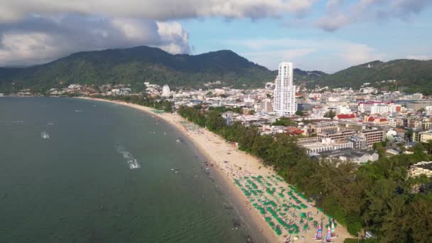 Drone Aerial View Patong Beach Phuket Thailand — Vídeos de Stock