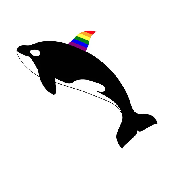 Ballena Asesina Orcas Con Aleta Dorsal Arco Iris Orgullo Gay —  Fotos de Stock