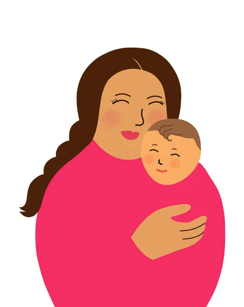 Happy Mother Holding Child Happy Family Concept Illustration Isolated White — Stock Photo, Image