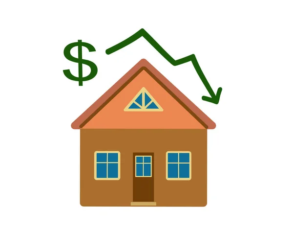 Nieruchomość Mieszkaniowa Dolarowym Wykresem Cen Spadła Koncepcja Załamania Gospodarki Rynkowej — Zdjęcie stockowe