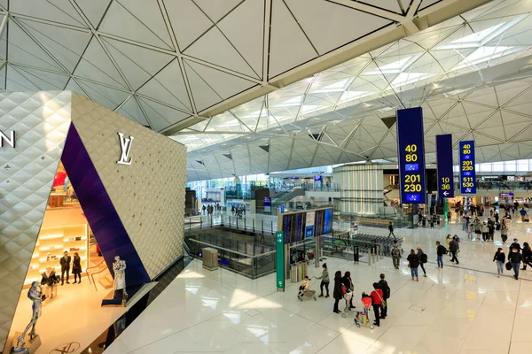 stock image Hong Kong - February 28, 2023: Exterior of a luxury brand name retail store in the departure lounge of the Hong Kong International airport.