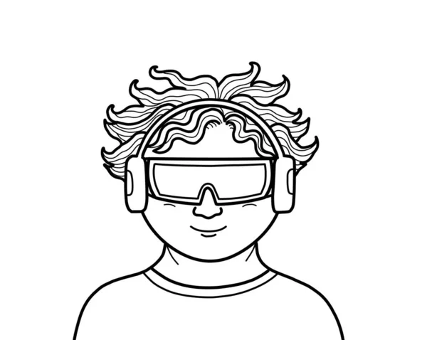 Una Persona Joven Con Auriculares Auriculares Realidad Virtual Escuchando Música —  Fotos de Stock