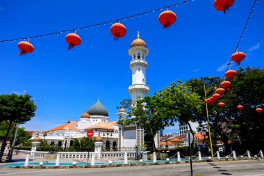 Georgetown, Penang, Malezya 'da bulunan Mescid Kaptanı Keling Camii' nin dışı.