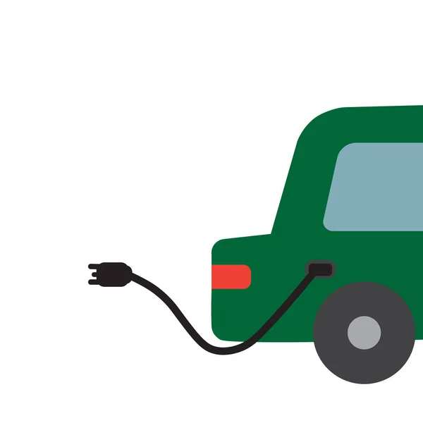 Illustratie Clipart Van Een Groene Elektrische Auto Met Een Laadplug — Stockfoto