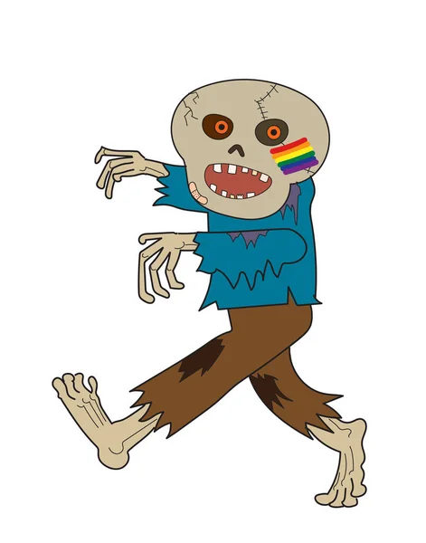 Śmieszne Kreskówka Rysunek Gej Duma Straszne Duch Zombie Chodzenie Odizolowany — Zdjęcie stockowe