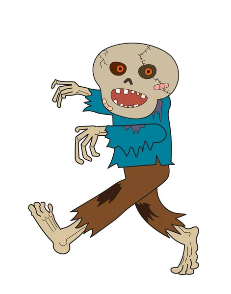 Desenho Desenhos Animados Engraçados Feliz Fantasma Assustador Zumbi Andando Isolado — Fotografia de Stock