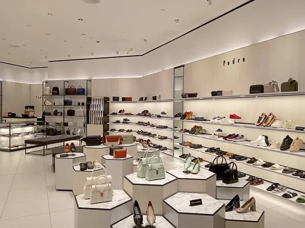 stock image Kuala Lumpur, Malaysia - February 14, 2024: Interior view of Pedro shoe store in Pavilion shopping center a luxury shopping mall located in Kuala Lumpur, Malaysia.