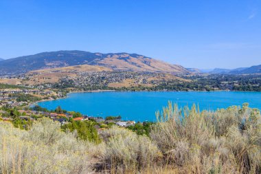 View of Kalamalka Lake and Coldstream near Vernon, British Columbia, Canada. Kalamalka Lake is located in the Okanagan Valley. clipart