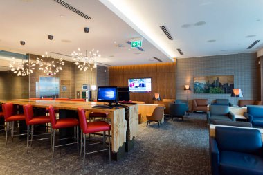 17 Ocak 2018 - Richmond, British Columbia, Kanada: Richmond, British Columbia, Kanada 'da bulunan Air Canada Maple Leaf Lounge in YVR ya da Vancouver Uluslararası Havalimanı. 