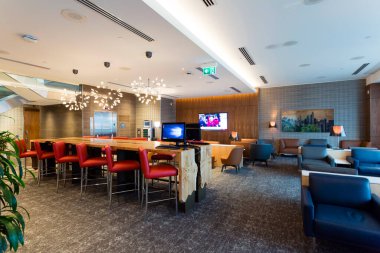 17 Ocak 2018 - Richmond, British Columbia, Kanada: Richmond, British Columbia, Kanada 'da bulunan Air Canada Maple Leaf Lounge in YVR ya da Vancouver Uluslararası Havalimanı. 