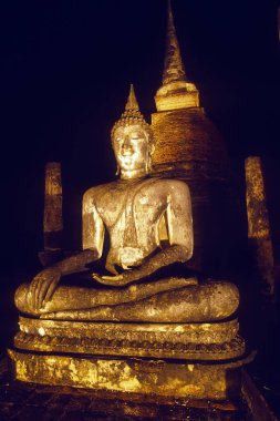 Wat Sa Si Temple boasts a Singhalese-style chedi located on an Island in the middle of Traphang Trakuan Pond in Sukhothai Historical Park a UNESCO World Heritage Site located in Thailand clipart