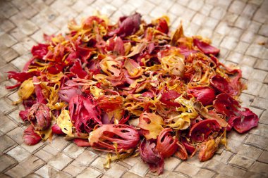 Organik topuz arteri ve hindistan cevizi tohumu çeşitleri. Mace, hindistan cevizi tohumu kabuğu adı verilen kırmızımsı tohum kapağından yapılan baharattır. Tadı hindistan cevizine benziyor ama daha narin.;