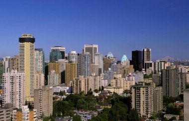 Batı Yakası ve Vancouver şehir merkezi, British Columbia, Kanada.