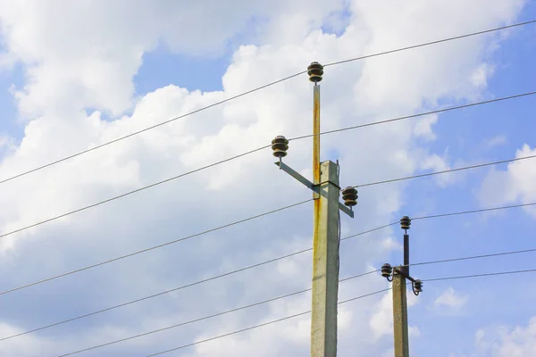 Electric Poles Wires Sky Clouds Idea Providing Electricity Population High — Stock Photo, Image
