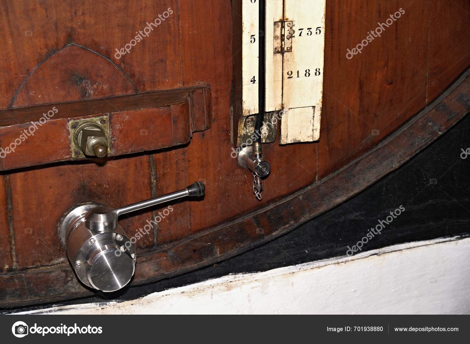 Level Measurement Oak Port Wine Barrel Sandeman's Cellar Porto Portugal