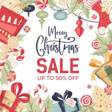 Noel indirimi vektörü, tanıtım afişi