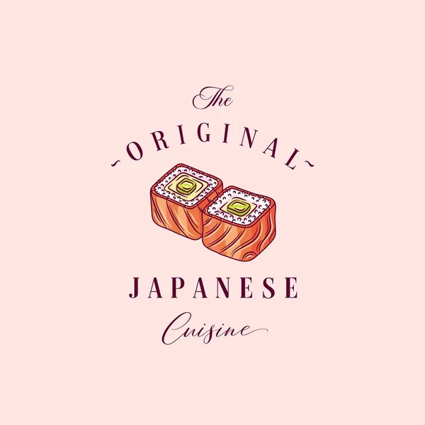 Comida Asiática Muestra Abstracta Símbolo Plantilla Logo Sushi Dibujado Mano — Archivo Imágenes Vectoriales