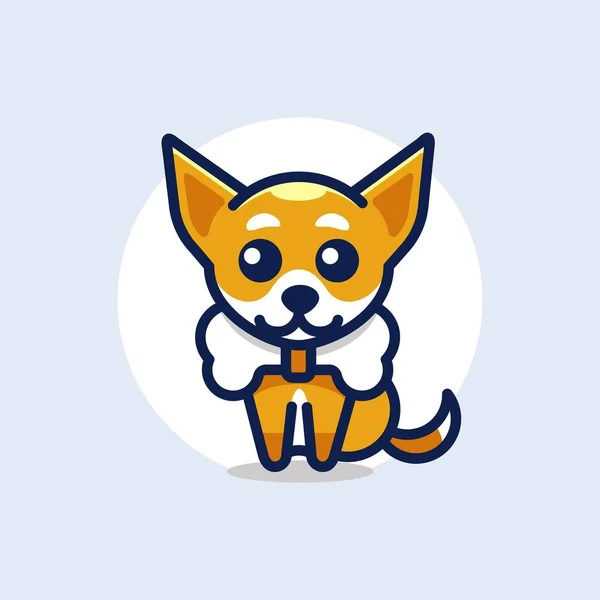 Cute Kawaii Filhote Cachorro Mascote Dos Desenhos Animados Logotipo Design — Vetor de Stock