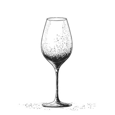Vector vintage illustration with hand drawn champagne flute. Elements isolated on white for bar menu.