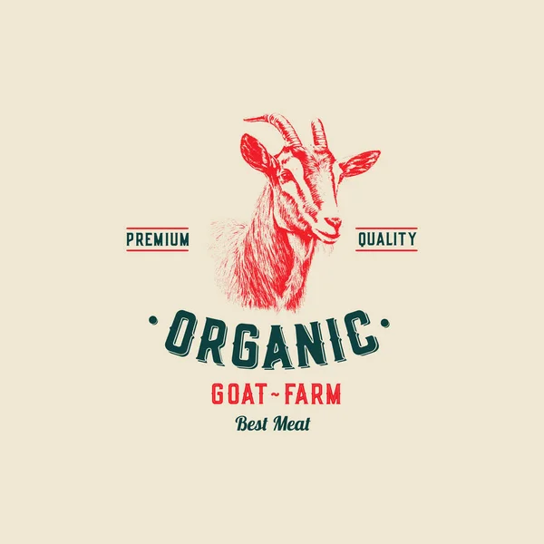 Fine Quality Organic Goat Abstract Vector Meat Packaging Design Label — Stock Vector