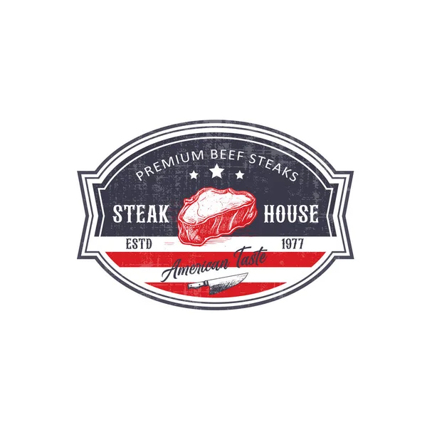 Flash Instant Steak Abstract Vintage Vector Emblem Label Logo Template — Vector de stock