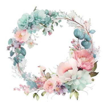 Kraliyet mavisi, donanma bahçesi gülü, beyaz ortanca çiçekleri, vektör tasarımı mermer çerçeve. Dokulu kart. Okaliptüs, yeşillik. Çiçek geometrik tarzı. İzole edilmiş