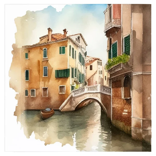 Venedig Canal Italien Vektor Illustration Eps Bra För Affisch Gåva — Stock vektor