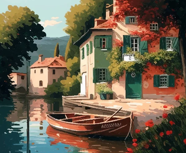 Akvarell Sommar Landskap Med Segelbåtar Vektor Illustration — Stock vektor