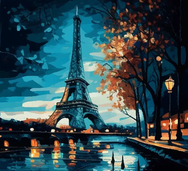 Tour Eiffel Attraction Touristique Paris France Objet Repère Bâtiment Fer — Image vectorielle