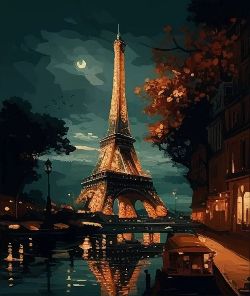 Torre Eiffel Atração Turística Paris França Marco Objeto Construção Ferro — Vetor de Stock