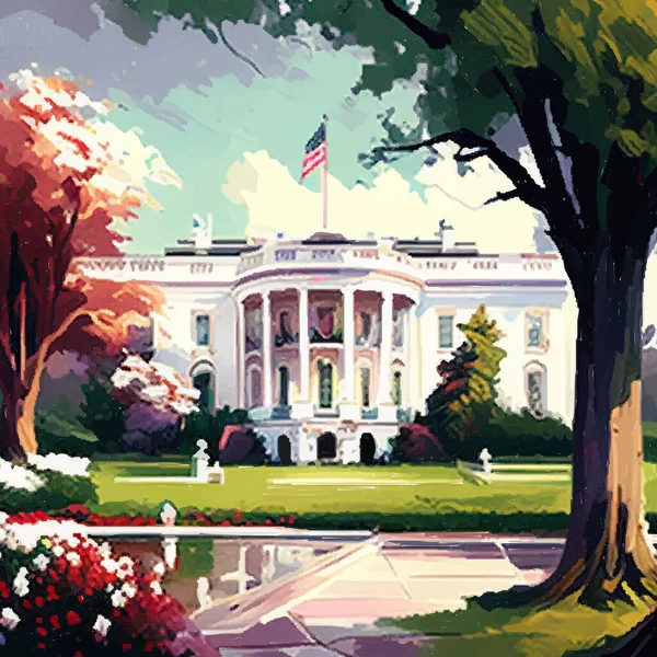 Weißes Haus Washington Vektorgrafik Der Südseite Der Fassade — Stockvektor