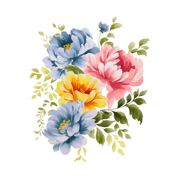 Aquarell Blumenschmuck Aquarell Blumenstrauß Rosa Und Gelb Für Die Hochzeit — Stockvektor