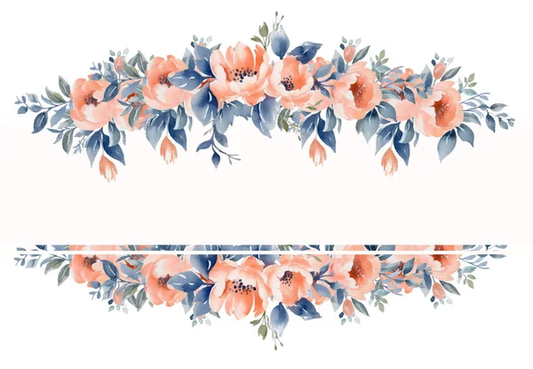 Quadro Floral Pêssego Bonito Com Aquarela Para Casamento Aniversário Cartão — Vetor de Stock