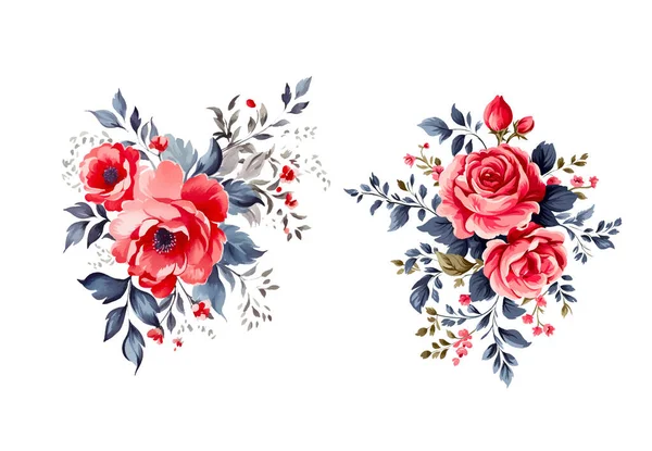 Акварельные Цветы Винтажные Красные Розы Цветы Вектор — стоковый вектор