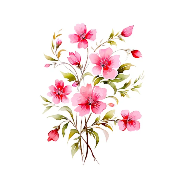 Акварель Розовые Дикие Цветы Изолированный Редактируемый Вектор — стоковый вектор
