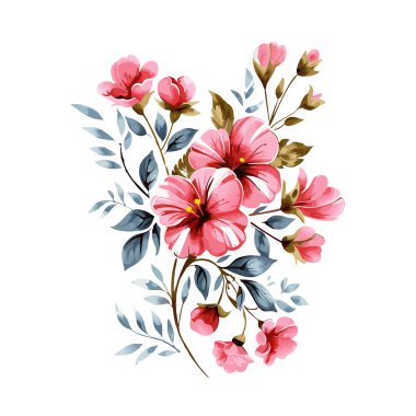 Renkli Suluboya Çiçek Buketleri Vektörü