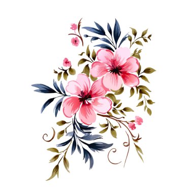 Pembe Suluboya Yaban Çiçekleri Vektör illüstrasyonuName