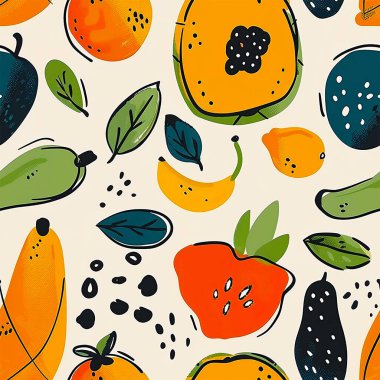 Tropikal yaz meyvesiz desen.