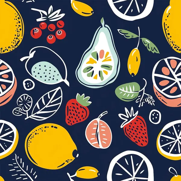 Tropical Summer Fruit Seamless Pattern — Stock Photo, Image