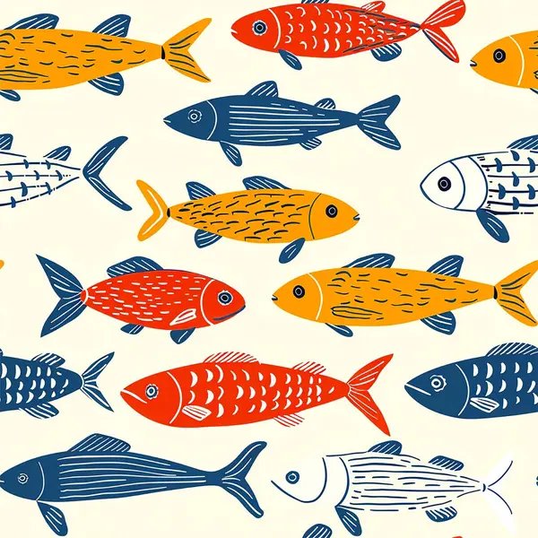 Seamless childish pattern with funny fishes. Creative scandinavian kids texture for fabric, wrapping, textile, wallpaper,